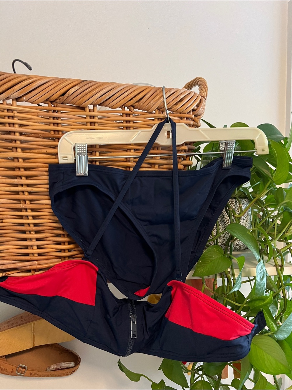 DKNY Navy and Red Two-Piece Swim Set